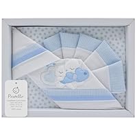 PASTELLO - 3-teiliges Kinderwagen, 100 % Baumwolle für Neugeborene, Bettwäsche mit Stickerei (Art. LC9E. CIELO)