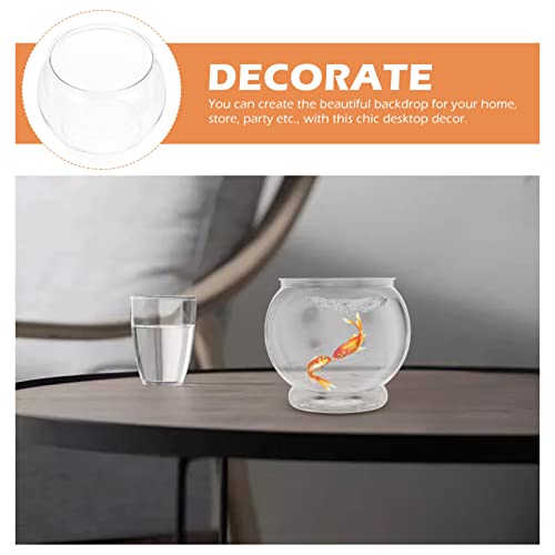 Popetpop Plastic Fish Bowls Round Aquarium Clear Fish Keeper Fishbowl Golden Fish Tank Vase Pot For Wedding Party Event Christmas Holiday Home Decor 18Cm #TOP7