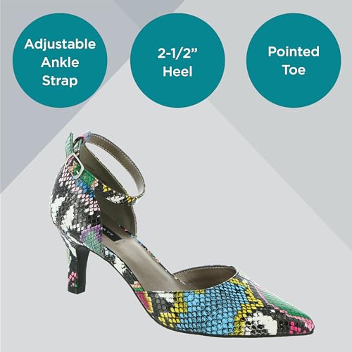 Masseys Women's Lynley D'Orsay Low Heel Pump with Ankle Strap3