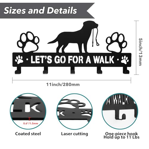 Iron Dog Leash Holder for Wall with 5-Hooks, Doorway Dog Hooks, Dog Accessory Holder - Image 3