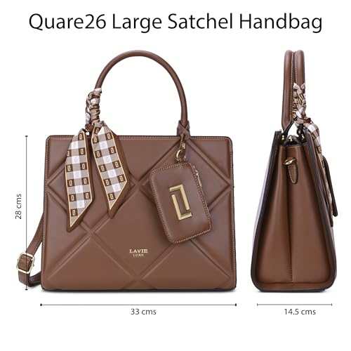 Image of Lavie Luxe Women's Quare26 Extra Large Laptop Satchel Bag | Upto 14 Inch | Satchel Handbag for Work | Ladies Purse | Stylish Shoulder Bag | Gift for Women