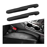 SHMZK 2 PCS Leather Car Seat Gap Filler, Auto Seat Blocker Organizer Fill The Gap Between Seat and Console, Universal Gap Filler Plug Stop Things from Dropping for Car SUV Truck (Black)