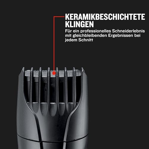 Remington Barttrimmer Herren [selbstschärf. Keramik Klingen/0,4-18mm] Bartschneider Set (Einstellrad mit 9 Längeneinstellungen ab 1,5mm, Netz-/Akkubetrieb, LED Ladeanzeige, Langhaarschneider) MB320C