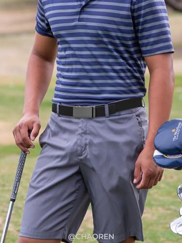 Image of Chaoren Leather Ratchet Belt 2 Pack Dress with Click Sliding Buckle 1 3 /8 inch in Gift Set Box - Adjustable Trim to Fit