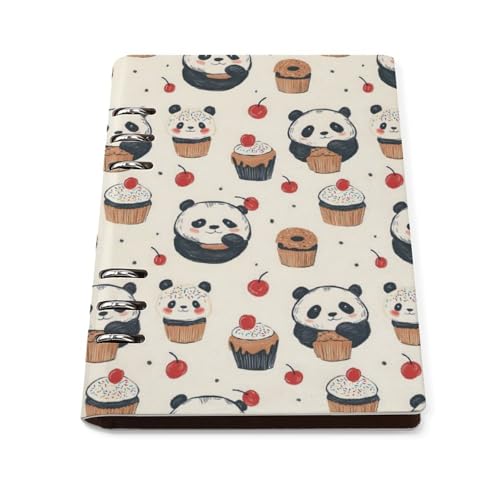 Cahier ligné A5 en cuir PU rigide durable et rechargeable au design panda élégant
