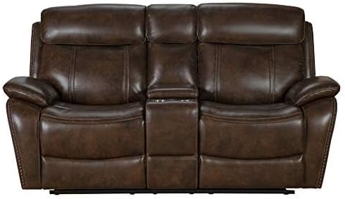 Barcalounger Sandover Power Reclining Console Loveseat, Tri-Tone Chocolate