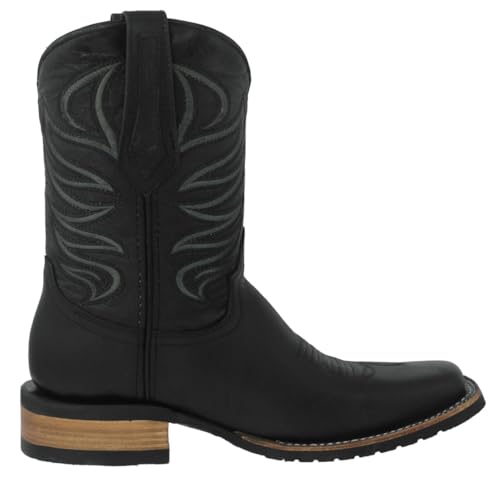 Texas Legacy Mens Black Western Dress Cowboy Boots Leather Rubber Sole Square Toe2