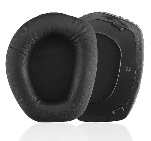 Almohadillas de repuesto compatibles con audífonos Sennheiser RS195 | negras, de cuero proteico y espuma de memoria de alta densidad
