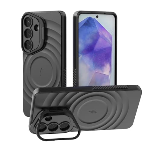 Image of LuxuryKase Shockproof Case for Samsung Galaxy S26 | Ripple Pattern | Camera Protection | Inner Velvet Fabric Lining | Protective Cover with Enhanced Grip & Wireless Charging Support - Black