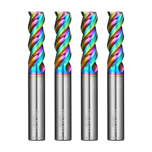 Image of Tools DLC Series Carbide Square End Mill, Diamond-Like Coating, End Mill for Aluminum, Copper, Magnesium Alloys, High Silicon Aluminum, Composite Materials,3 Flute,1 /2 Shank (0.5(1 /2) inch, 4pcs)