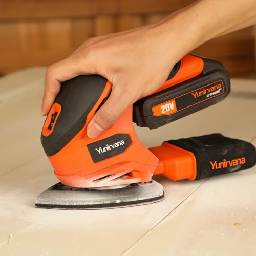 Yunirvana Cordless Sander 20V, Detail Sanders, 20Pcs Sandpapers,12000 RPM Sanders with Dust Collection System for Tight Spaces Sanding in Home Decoration, Battery and Charger Included 7 Yunirvana Cordless Sander 20V, Detail Sanders, 20Pcs Sandpapers,12000 RPM Sanders with Dust Collection System for Tight Spaces Sanding in Home Decoration, Battery and Charger Included - Image 7