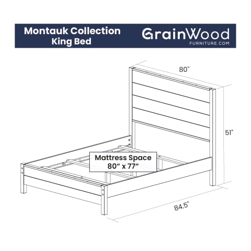 Grain Wood Furniture Montauk Solid Wood Bed, King Size, Driftwood - Image 2
