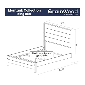 Grain Wood Furniture Montauk Solid Wood Bed, King Size, Rustic Walnut Grain Wood Furniture Montauk Solid Wood Bed King Size Rustic Walnut