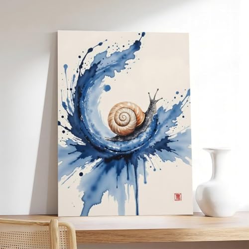 Impression sur toile escargot et vague de qualité premium