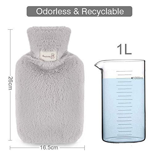 GoodGoodday Warmwaterzak, warmwaterflessenhoes 1 liter warmwaterzak met nieuwe pluche super zachte hoes premium… - Image 6