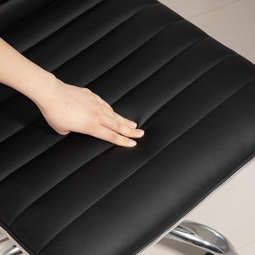 Sedia da Ufficio Ergonomica in Finta Pelle PU con Altezza Regolabile, Poltrona da Ufficio e Studio con Seduta Girevole e 5 Ruote, Nero - Sedia gaming - Immagine 8