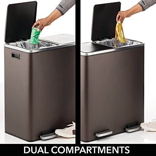 mDesign bote de basura metálico 60 litros doble compartimento miniatura 3