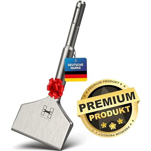 HARDTWERK Turbo tile chisel SDS Plus chisel [165x75 mm] made of 42 CrMo special steel - unbreakable & durable - flat chisel wide for rotary hammer for tiling & ...