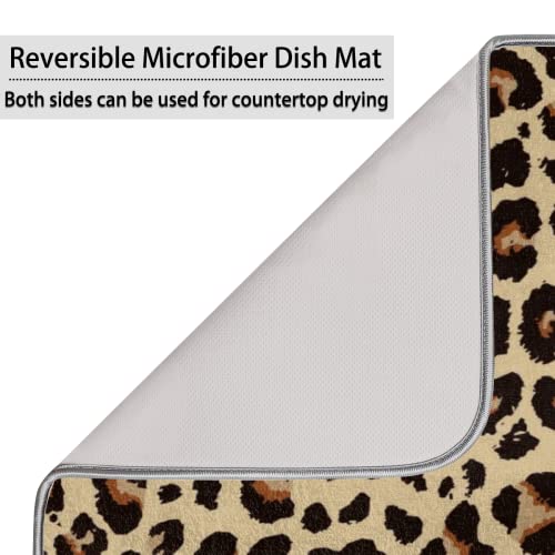 Abtropfmatte mit Leopardenmuster, 40,6 x 45,7 cm, für Küchentheke, Retro-Tierdruck, Geschirrabtropfgestell, Matten, Abtropfpads, hitzebeständige Geschirrmatte für Spüle