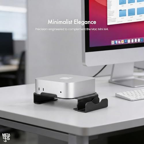 Image of Desktop Mount for Mac mini M4 & M4 Pro | Airflow Design & Quick Power Button Access | SSD Holder | Cable Organiser | Mac mini Stand 2026 (Black)