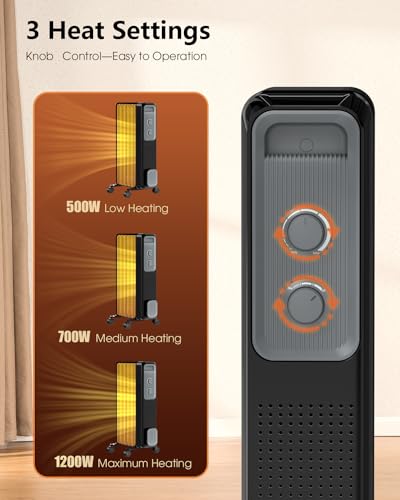 R.W.Flame Oil Filled Radiator Heater,1200W Electric Space Heaters With 3 Heat Settings,Adjustable Thermostat,Overheat & Tip-Over Protection,Quiet Radiator Heater For Home Office Indoor Use thumb #1