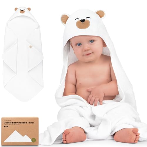 Image of KeaBabies Hooded Baby Towel for Newborn, Baby Bath Towels (Grizzly, 30x30) | Viscose Derived from Bamboo, Large Baby Towels with Hood, Boys, Girls, Toddler, Soft Absorbent Baby Bath Essentials