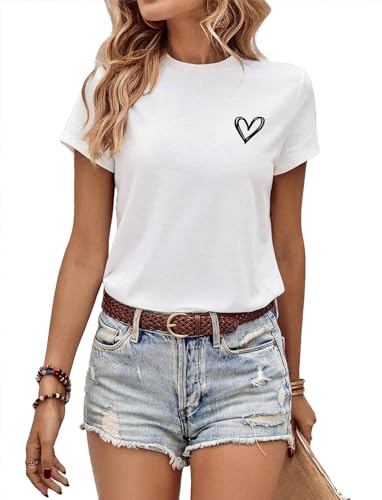 Valentines Day Shirt for Women Heart Graphic T...