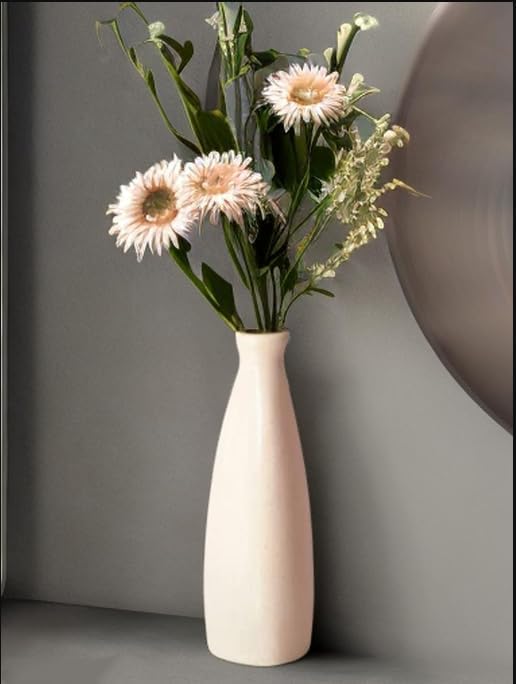 White Ceramic Flower Vase – Stylish Bottle Shape Design, Ideal for Office and Living Room Centerpieces, Elegant Pot for Modern Home Decor, Perfect for Any Table, Sleek and-image-19