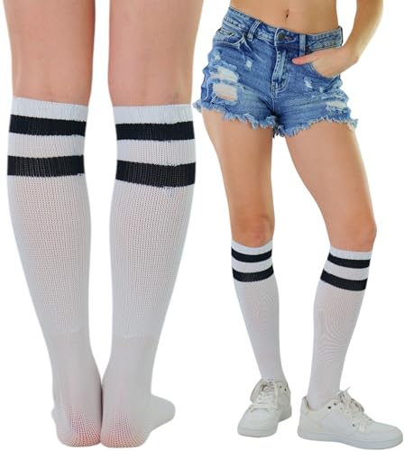 Image of ToBeInStyle Women's Knee High Socks with Striped Top