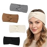 4 Stück Stirnband Damen Winter, Stirnbänder Damen Für Herbst Und Winter, Weiche Haarbänder Für Frauen, Ideal Als Modeaccessoire Und Geschenk (Kaki, Beige, Grau, Schwarz)
