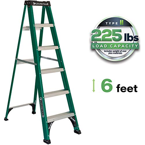 Louisville Ladder FS4006 Fiberglass Standard Step Ladder, 6 Feet, Green