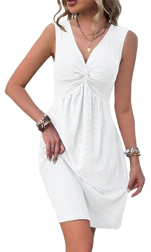 Image of LLHXRUI Sundresses for Women Sleeveless Boho Summer Dress Elegant Vacation Tank Dresses Casual Tunic Short Sun Dress