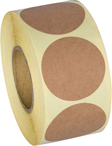 Camp Galaxy 1.5” Natural Brown Kraft Stickers (500 Per Roll) - Round Blank Stickers for Store Owners, Crafts, Organizing, Jar and Canning Labels, Price Tags