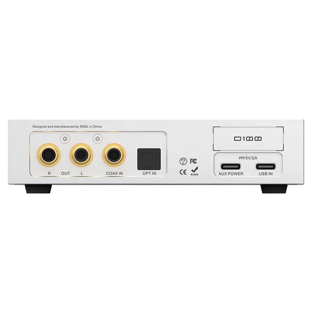 SMSL D100 DAC e amplificatore per cuffie da ufficio, chip ES9081, interfaccia audio a bilanciamento reale per stereo domestico, MQA, ingressi USB/ottico/coassiale, uscite 4,4 mm e 6,35 mm/RCA (argento