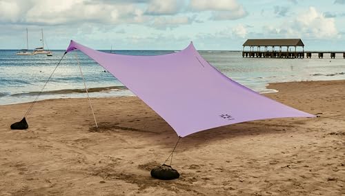 Image of Neso Grande Portable Beach Tent Sun Shelter - Lightweight Beach Shade Canopy - Easy Setup for Family Outings - Patented Reinforced Corners - UPF 50+ Sun Protection - 7ft Tall, 9 x 9ft
