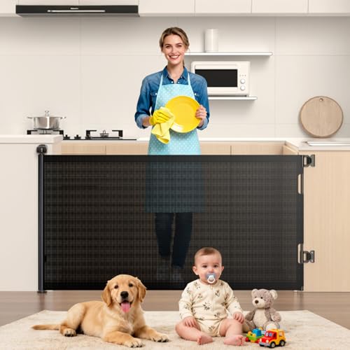 Nalezuns Cancelletto per Bambini 0-180cm, Cancelletto per Cani, Risparmio di Spazio, Doppio Meccanismo di Blocco, Cancelletto Estensibile per Scale Interni Esterni Corrido (Nera)