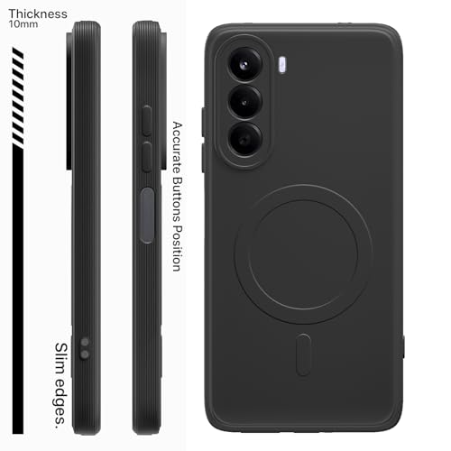 Image of Pikkme Back Cover for OnePlus Nord CE 6 Lite 5G Soft Matte Silicone Mag-Safe Design (Mag-Safe Not Support) Camera Protection | Slim Fit Bumper Cover (Black)