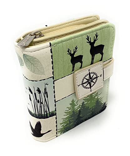 Shag Wear Wild Life Moose Polar Bear Wolf Canadian Geese Small Wallet for Women and Teen Girls Vegan Faux Leather 4.5