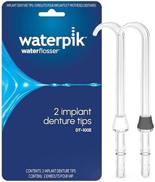 Waterpik DT100E Implant Denture Replacement Tips Water Flosser Tip Replacement, Clear, 2 Count