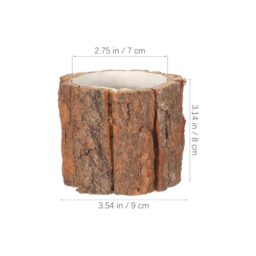 Image of Housoutil Wooden Vase for Centerpieces, 3 Pack Wood Flower Vase Rustic Tree Stump Planter Pots, Wooden Bark Flower Bucket for Wedding, Farmhouse Christmas Table Decor, Round Bark Stump Pots （9cm*8cm）