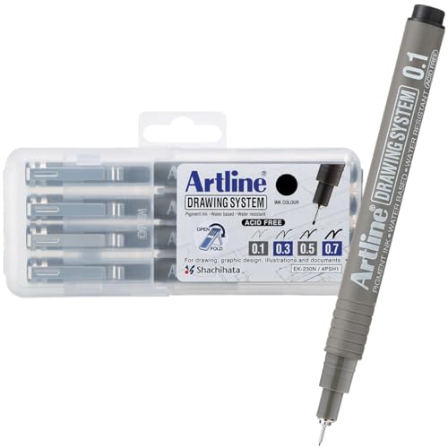 Artline 230 Drawing System Pens, Technical Drawing Pens For Drafting, Illustrating, and More, 0.1mm,...