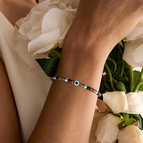 VULETO Bracelet for Women, Evil Eye Triple Protection Bracelet Energy Hematite Black Tourmaline Tigers Eye Bead Crystal Healing Obsidian Guardian Piedra Turmalina Negra Jewelry Natural Stones Teens by VULETO - Used condition - Image 3
