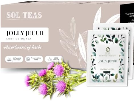 SOL - Reinvent & Restore Liver Detox Herbal Tea Bags-Dandelion Tea for Fatty Liver,Contains Milk Thistle,Nettle,Dandelion Root&Sarsaparilla,Helps Remove Toxins&Protect Liver(20 Tea Bags),40 Grams
