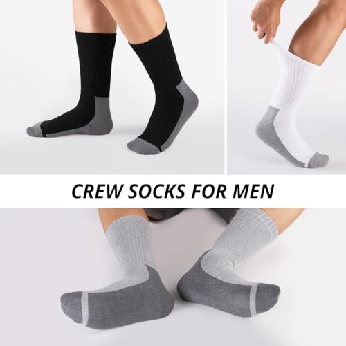 eallco Mens Crew Full Cushioned Athletic Work Socks Thick Training Heavy Duty Socks for Men 6 Pairs4