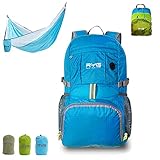 RYG Lightweight Packable Daypack Backpack with Portable Hammock Set for Camping Travel and Outdoor Hiking Day Trips (Blue)