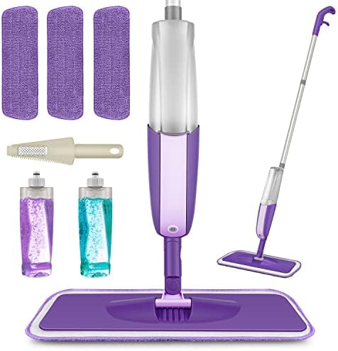 Spray Mop for Floor Cleaning - MEXERRIS Floor Mop with Spray 360°Rotatable with 2 Refillable Bottle 3 Mop Pads Wet Dry Microfiber Mop Floor Cleaning Mop for Hardwood Laminate Wood Tiles