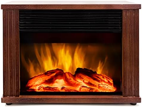 DONYER POWER Mini Electric Fireplace 1500W Protable Fireplace Heater, Wood Fram