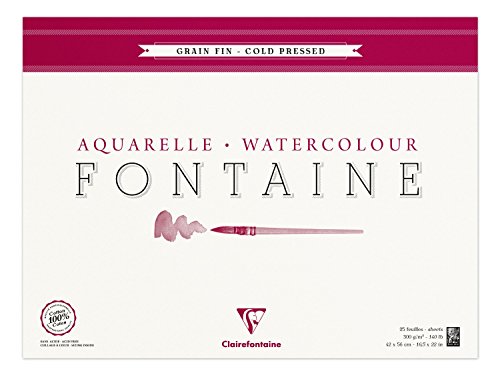 Bloc de papel de acuarela Clairefontaine Fontaine grano grueso 42x56 cm de 4 caras