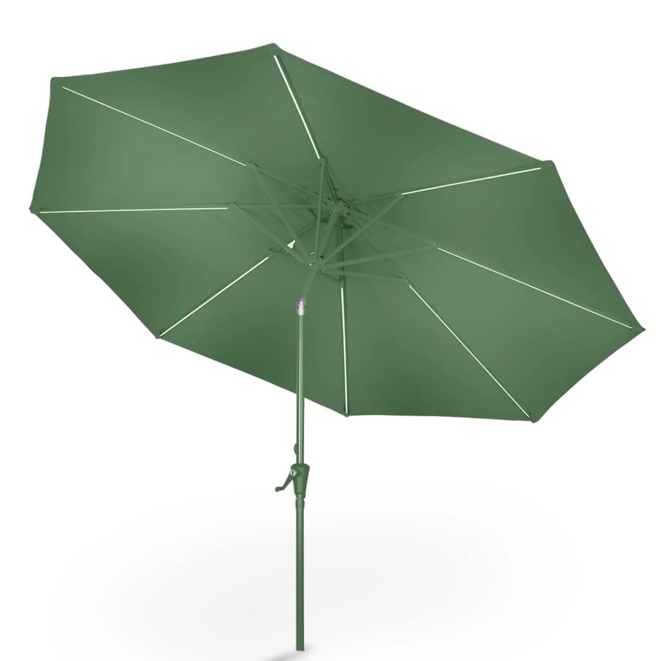 blumfeldt Calais 300 cm x 265 cm Sombrilla Terraza Exterior con Panel Solar, Sombrillas Jardin Grandes luces RGB, Sombrilla Playa Grande Resistente al Agua, Parasol Jardín y Patio, Piscina Ajustable