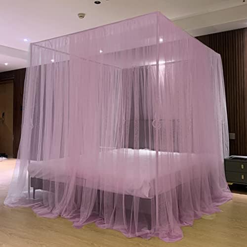 America Village Style Princess 4 Corner Post Bed Thinken Encryption Mosquito Netting; Bedding Curtains for Baby Girls Kids Bedroom Dectors Drapes Canopies (Pink-2, Twin)